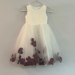 Elegant White and Red Floral Kids Dress